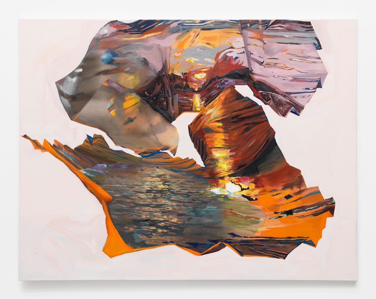 Rachel Rossin, "After GTA V" (2015), oil on canvas, 60 x 78 inches