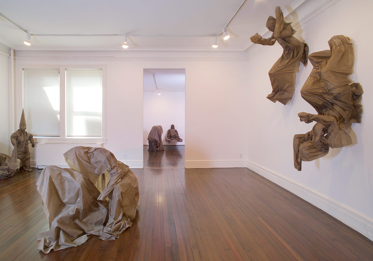 Installation view, 'Robert Morris: MOLTINGSEXOSKELETONSSHROUDS' at Castelli Gallery (all images courtesy Castelli Gallery)