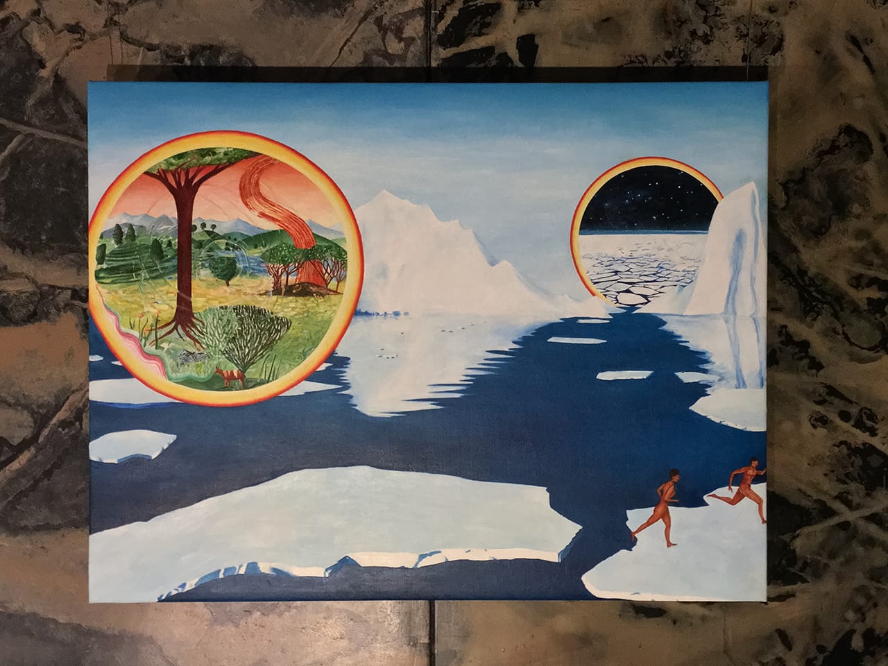 Jason Saager, "Expulsion to Holographic Simulation" (undated), oil on canvas