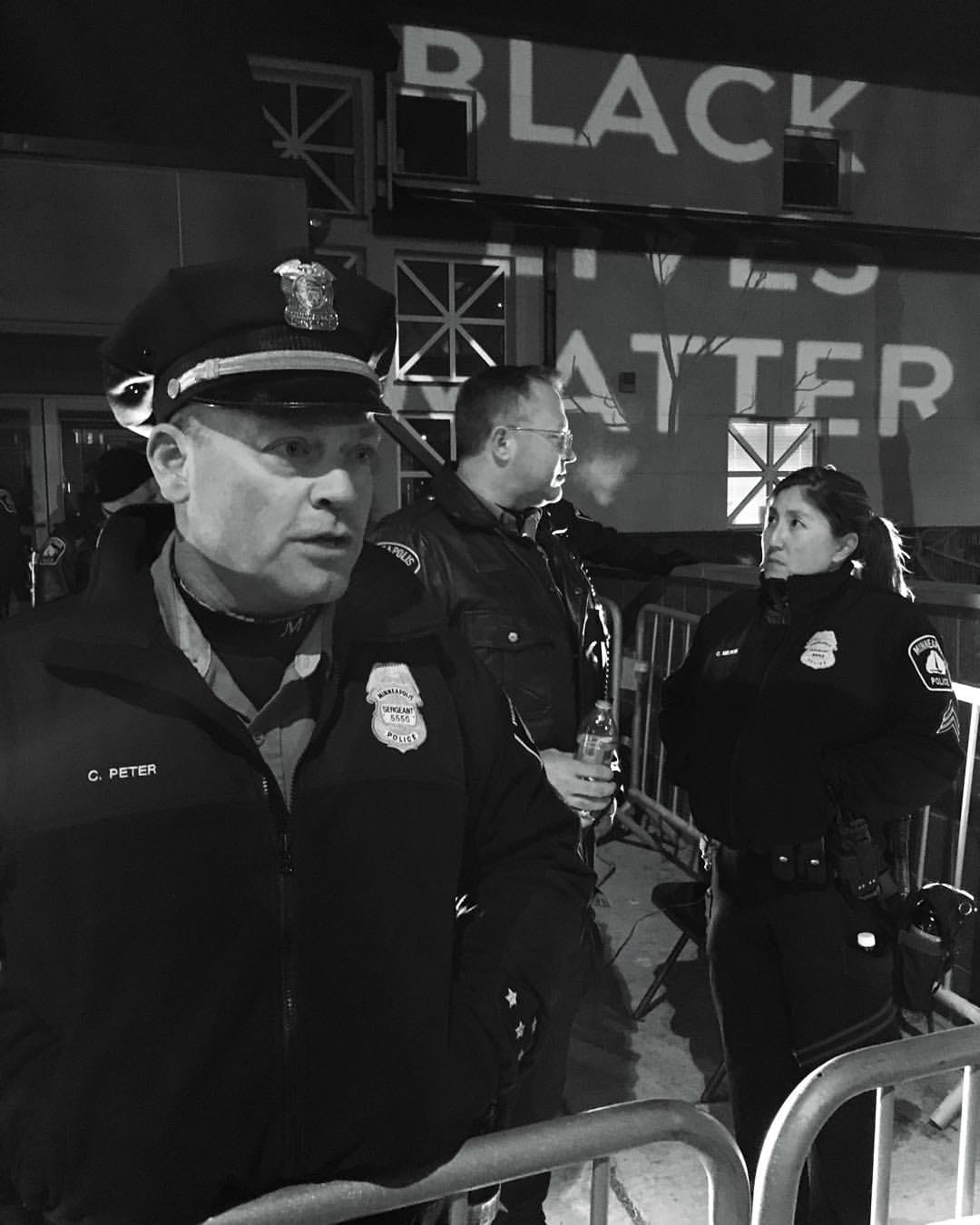 One of 10 texts projected on the walls of the Fourth Precinct station by Ashley Fairbanks (photo courtesy the artist)