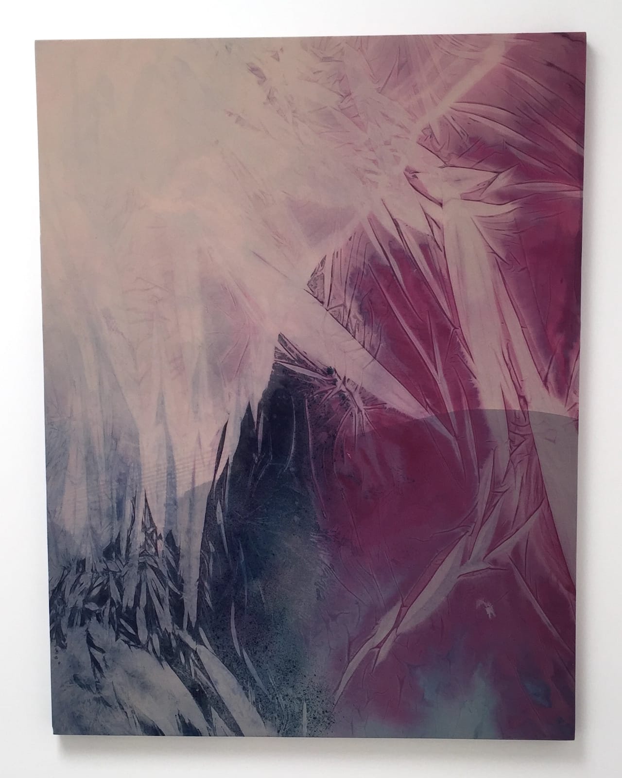 April Street, "Wandering Limb #34 (heartbreaker with dusting powder)" (2015), acrylic and pastel on hosiery over canvas painting, 68 x 52 in.