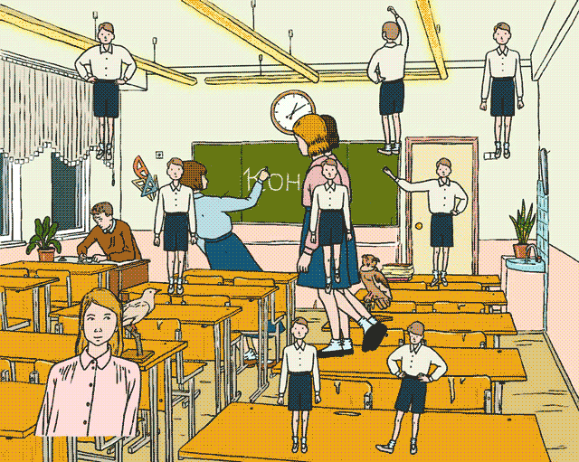 Masha Krasnova-Shabaeva, "The Classroom" (2012) (animated GIF courtesy of Eyeworks) 