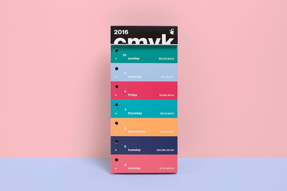 CMYK Color Swatch Calendar (via Verlag Hermann Schmidt)