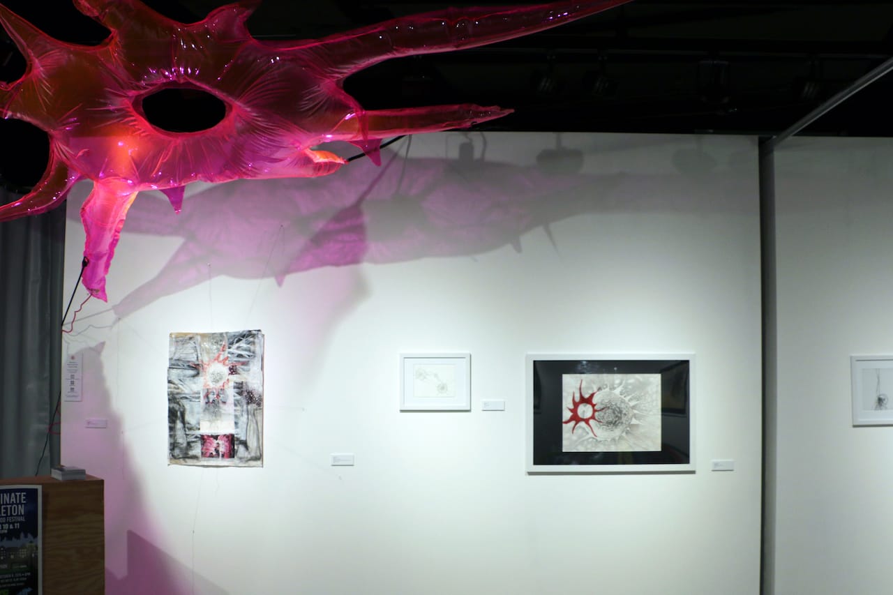 Installation view of DB Lampman's 'Flotation Devices' at the Staten Island Culture Lounge