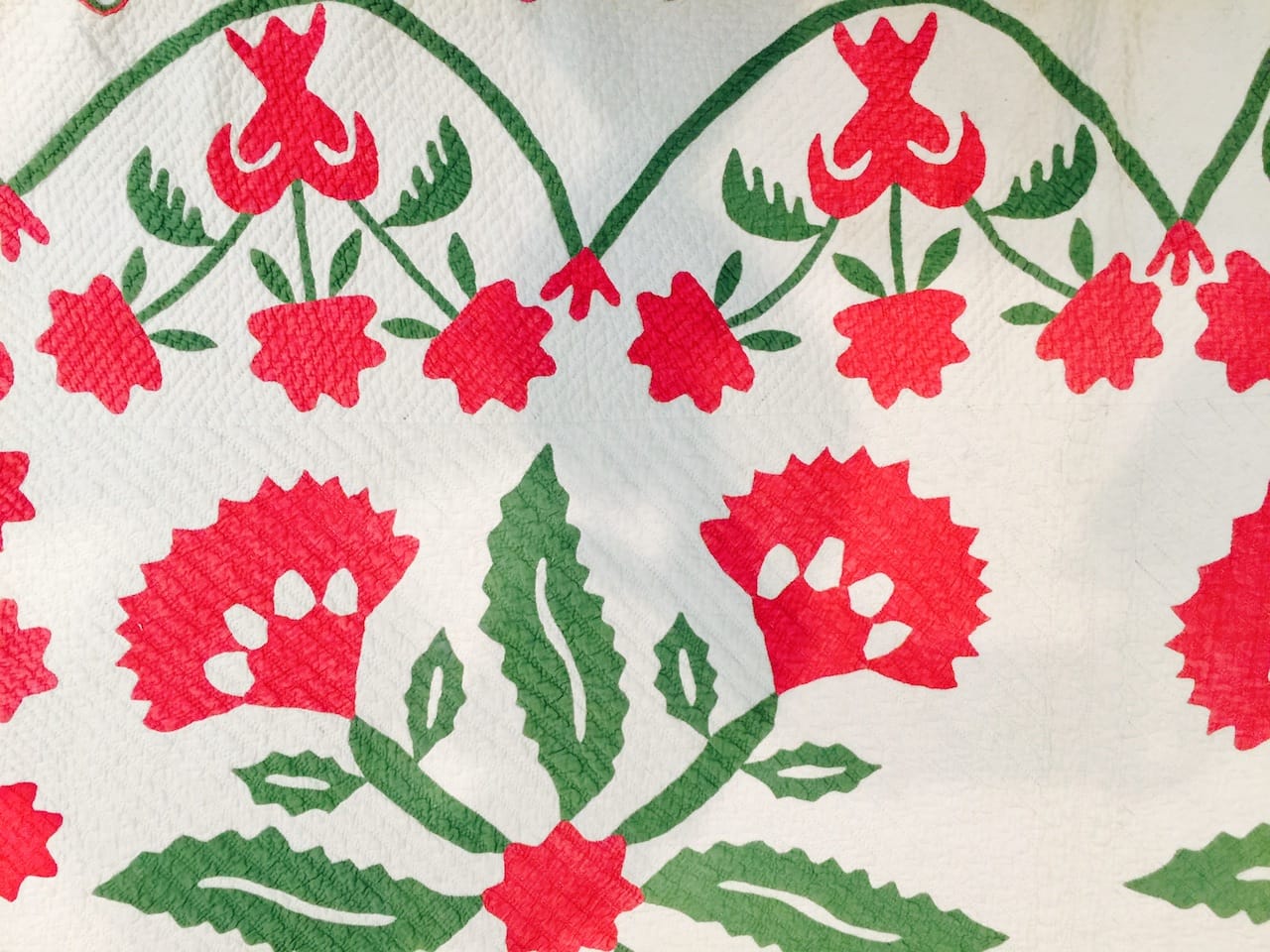 detail of Coxcomb Flower quilt by unknown artist (1859)