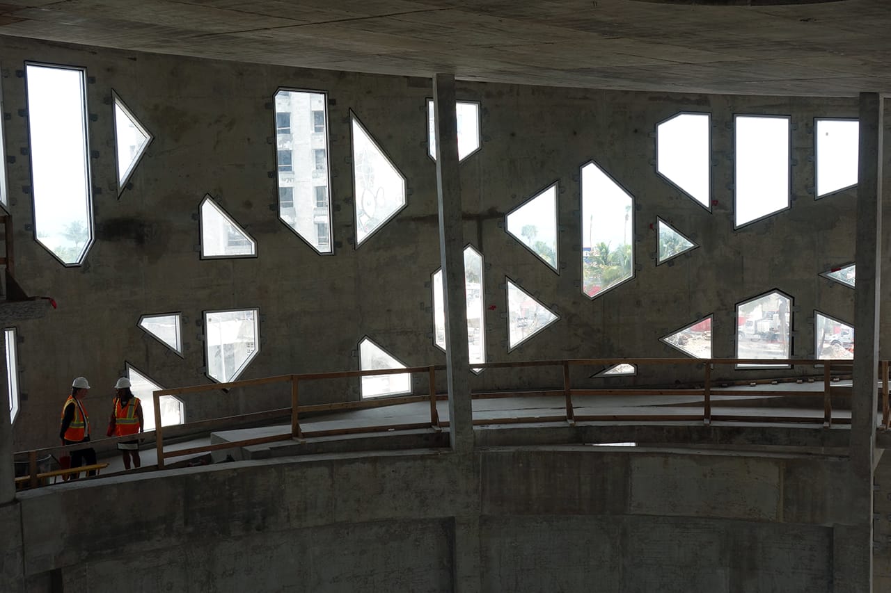 Inside the under-construction Faena Forum in Miami Beach, designed by Rem Koolhaas and OMA