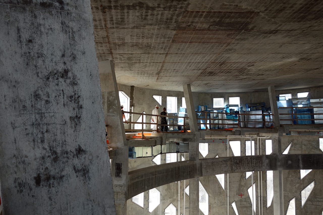Inside the under-construction Faena Forum in Miami Beach, designed by Rem Koolhaas and OMA