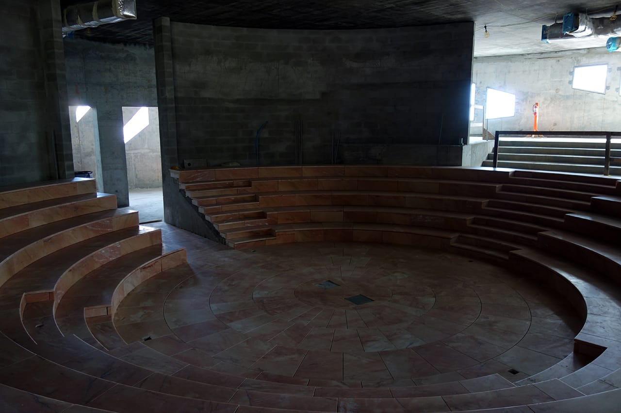 Inside the under-construction Faena Forum in Miami Beach, designed by Rem Koolhaas and OMA