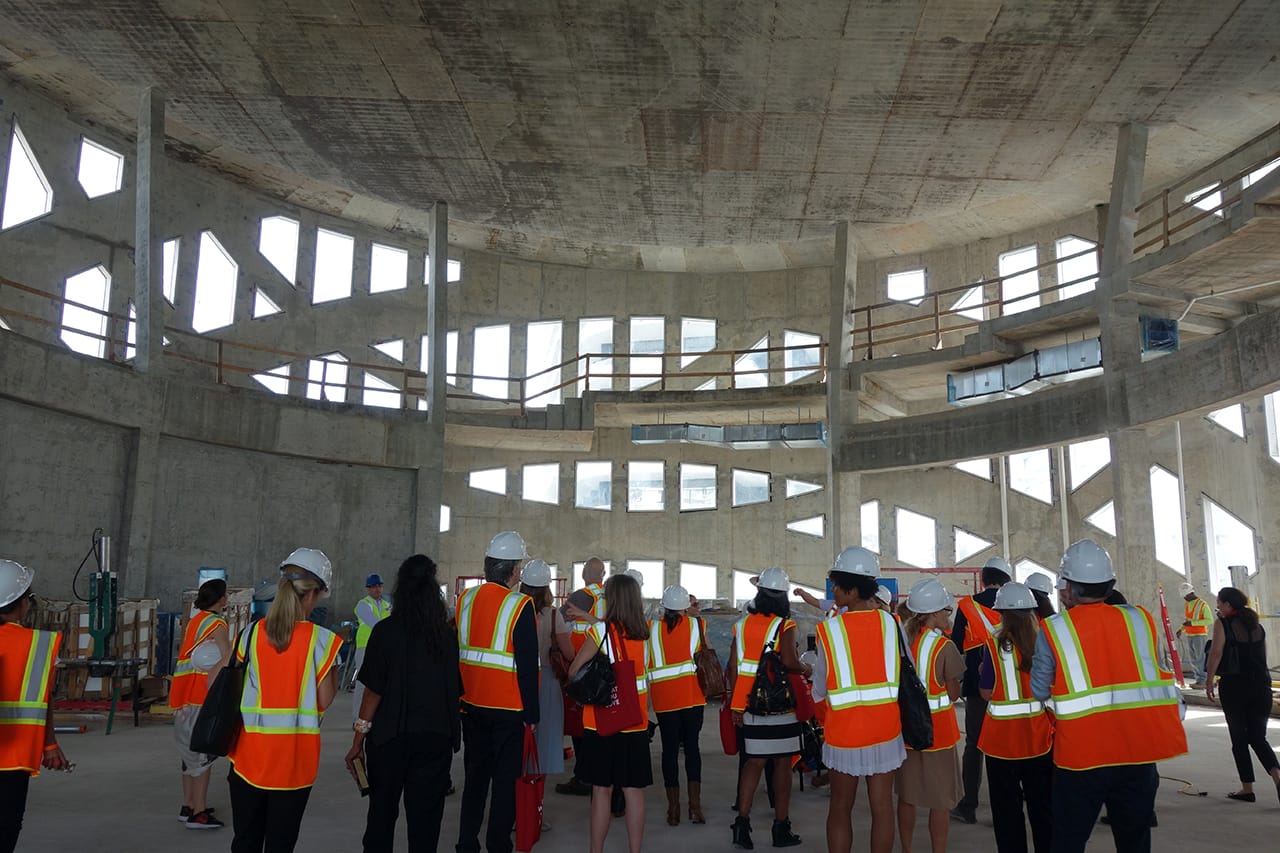 Inside the under-construction Faena Forum in Miami Beach, designed by Rem Koolhaas and OMA (all photos by the author for Hyperallergic)