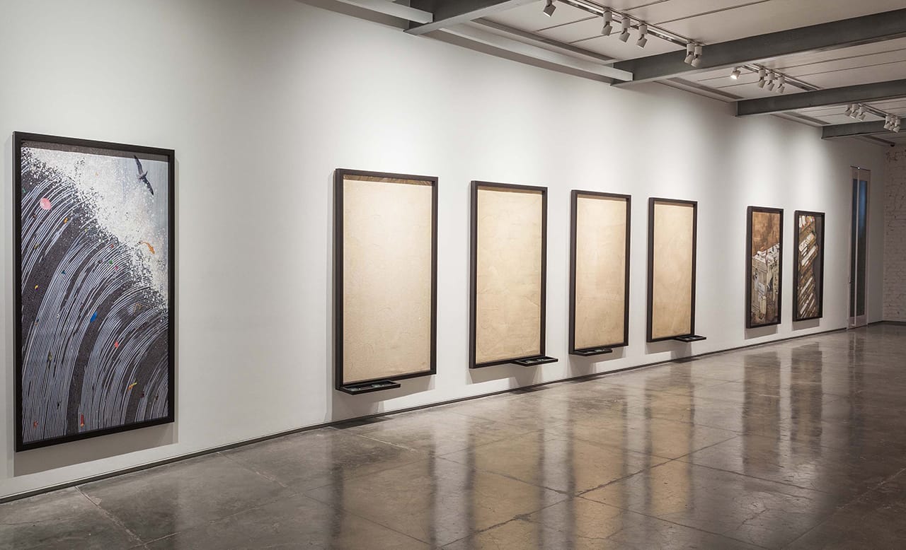 Installation view, 'Hema Upadhyay: Fish in a dead landscape' at Chemould Prescott Road (photo by Anil Rane, image courtesy Chemould Prescott Road and the artist)