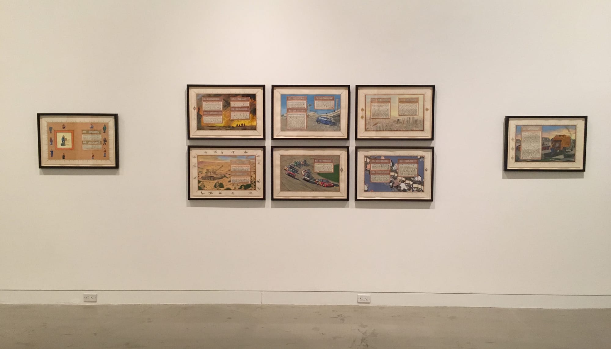 Installation view, 'Sandow Birk: American Qur'an' at the Orange County Museum of Art, Newport Beach