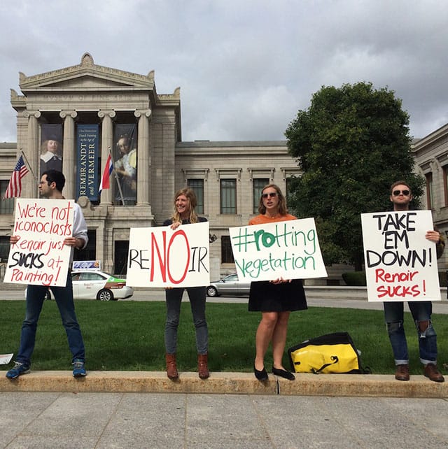 Anti-Renoir protesters at Boston's Museum of Fine Arts (photo courtesy Max Geller)