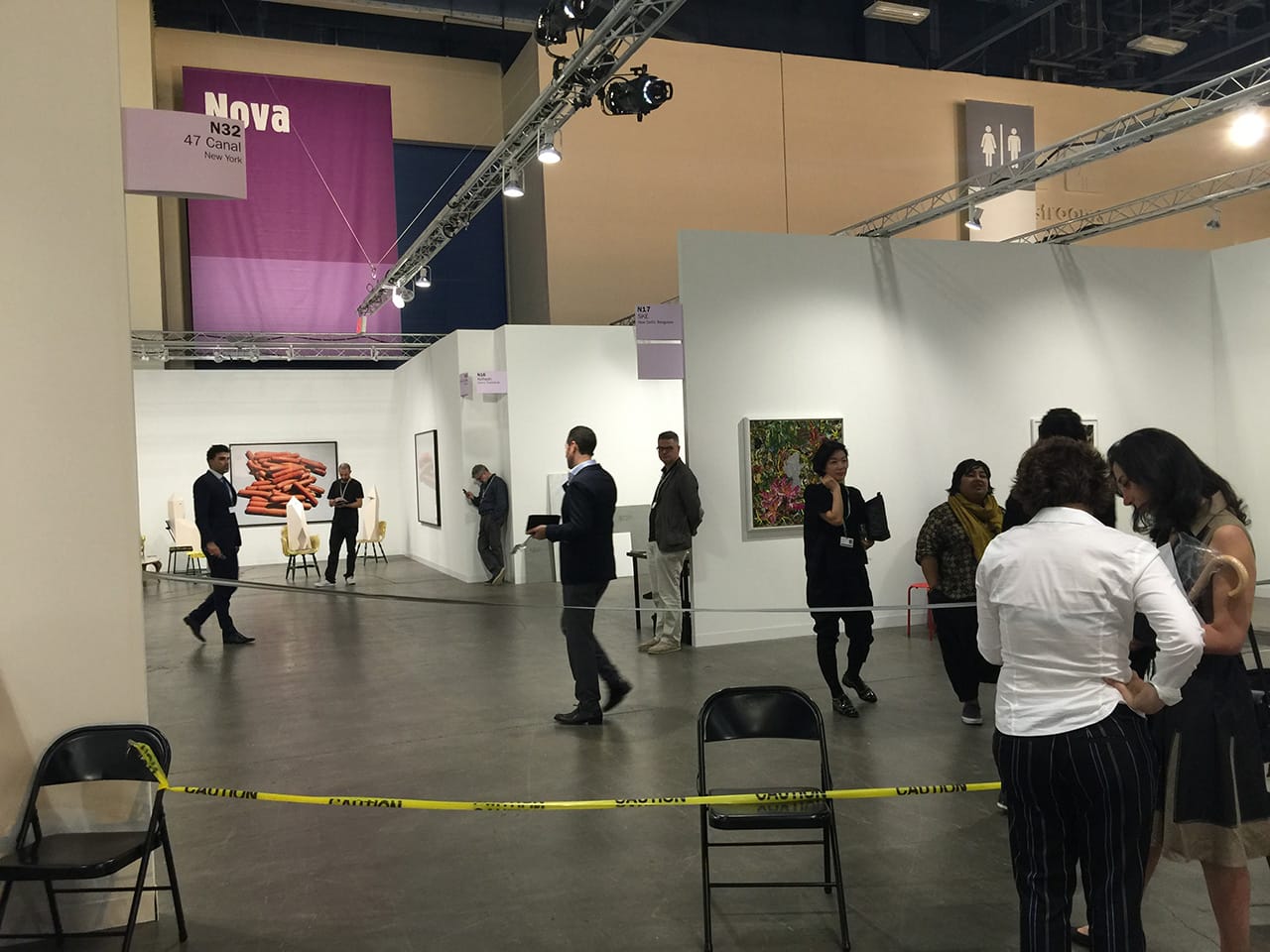 The area of Art Basel Miami Beach's Nova section that was blocked off after the incident. (all photos by Veken Gueyikian/Hyperallergic)
