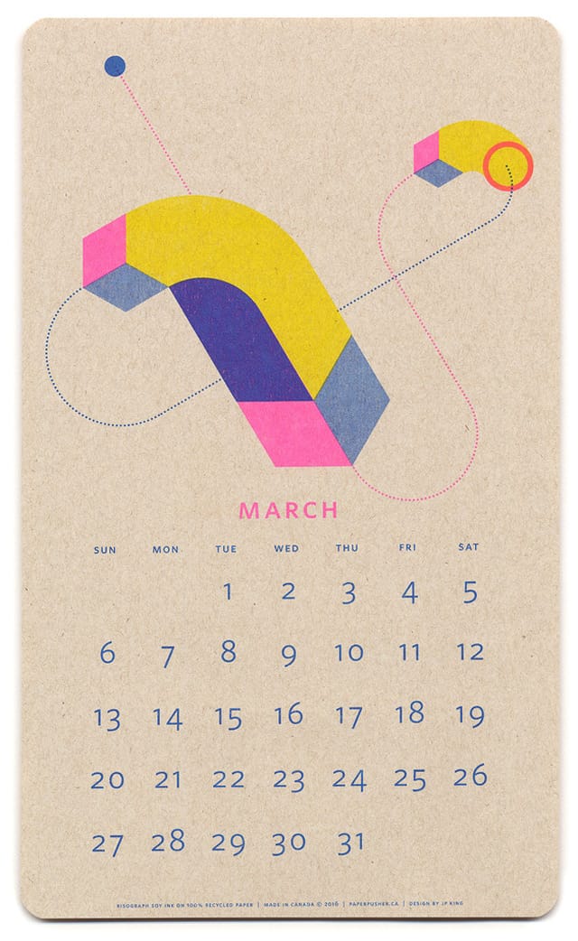 Isometric Risograph Calendar (via Paper Pusher)