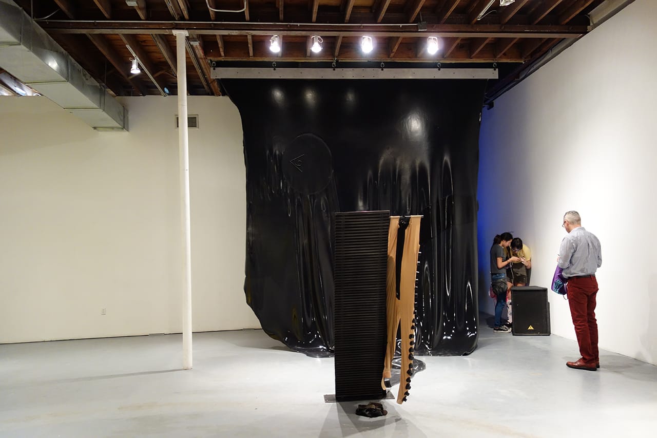 The "black bile" stage of Martha Friedman's 'Pore' at Locust Projects