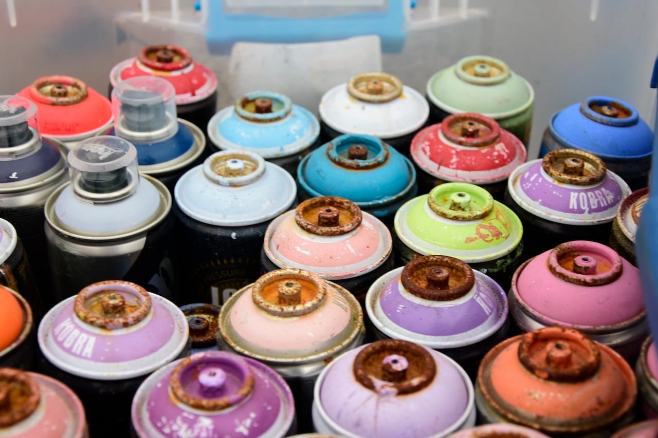 Art materials at the former RC Cola plant during Mana Wynwood's 'Urban Art Block Party'