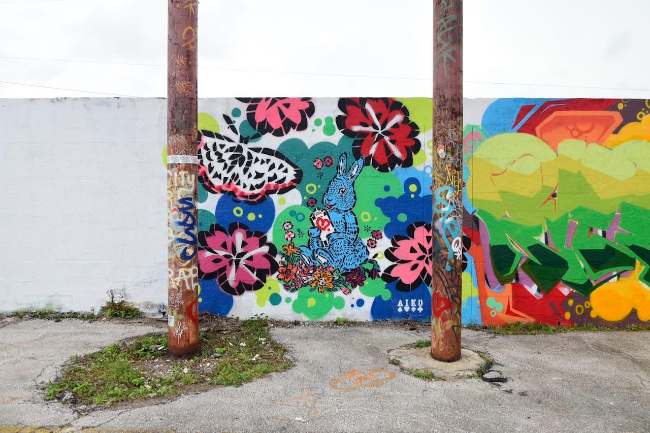 A partially filled wall at Mana Wynwood's 'Urban Art Block Party'