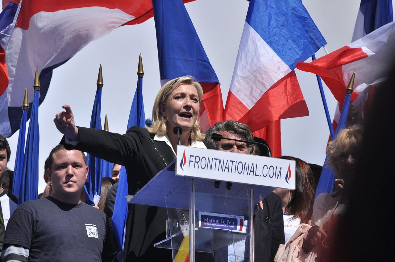 Marine Le Pen during a Front National rally in 2012 (photo by Blandine Le Cain/Wikimedia Commons)