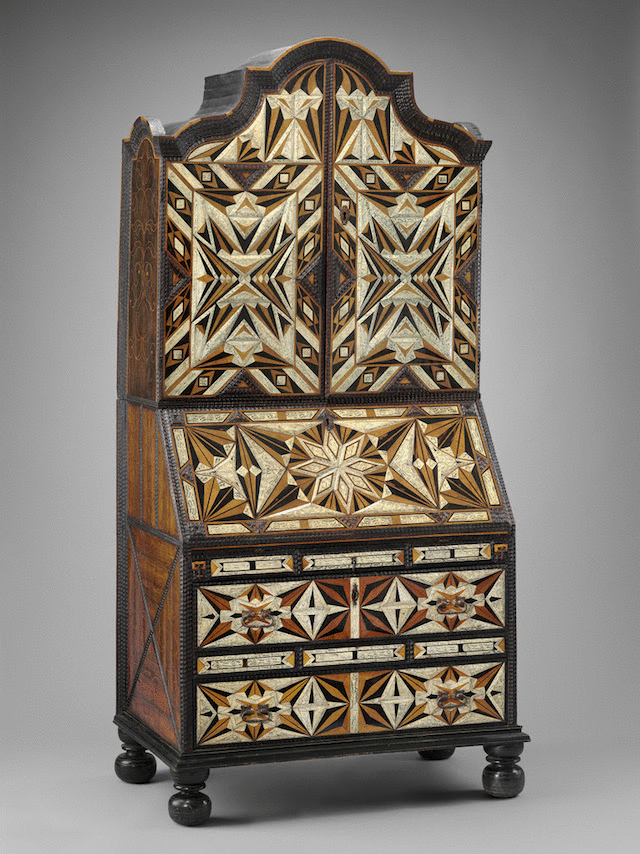 Desk and bookcase, (mid-18th century, Mexico), Ann and Gordon Getty Collection (photos courtesy the Museum of Fine Arts, Boston; gif by the author for Hyperallergic)