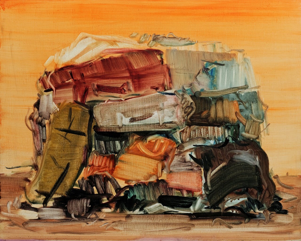 Mohamad-­‐Said Baalbaki, "Heap (1)" (2014), oil on board, 40 x 50 cm (photo by Siegfried Bücker)