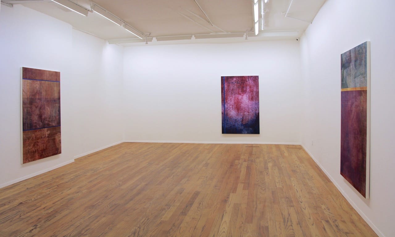 Installation view of Joseph Nechvatal, 'Odyssey pandemOnium: a migrational metaphor' at Galerie Richard (photo courtesy Galerie Richard)