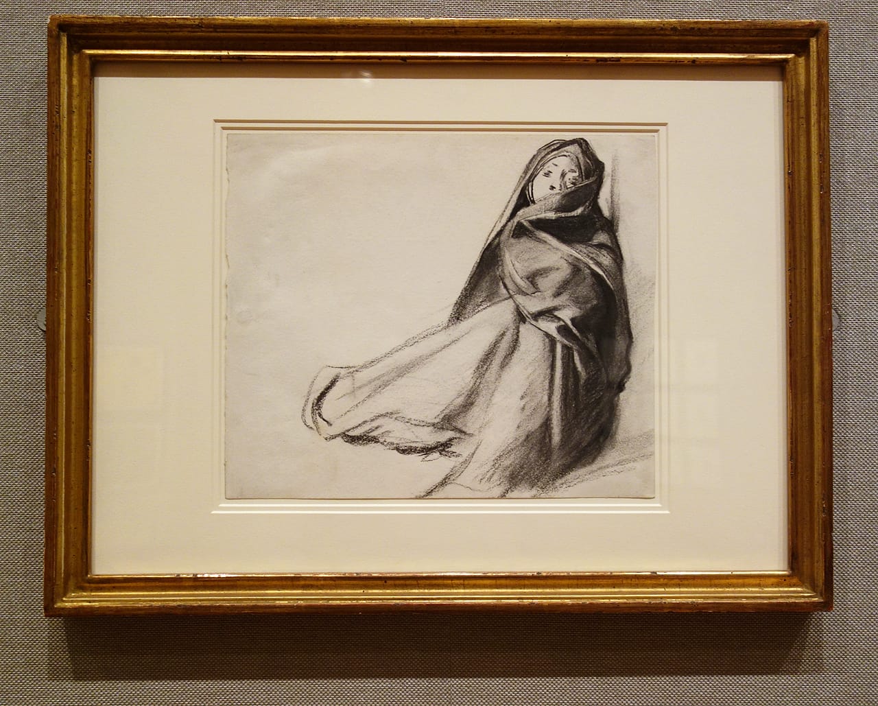 John Singer Sargent, "Draped Seated Woman" (1890-95), charcoal on white wove paper