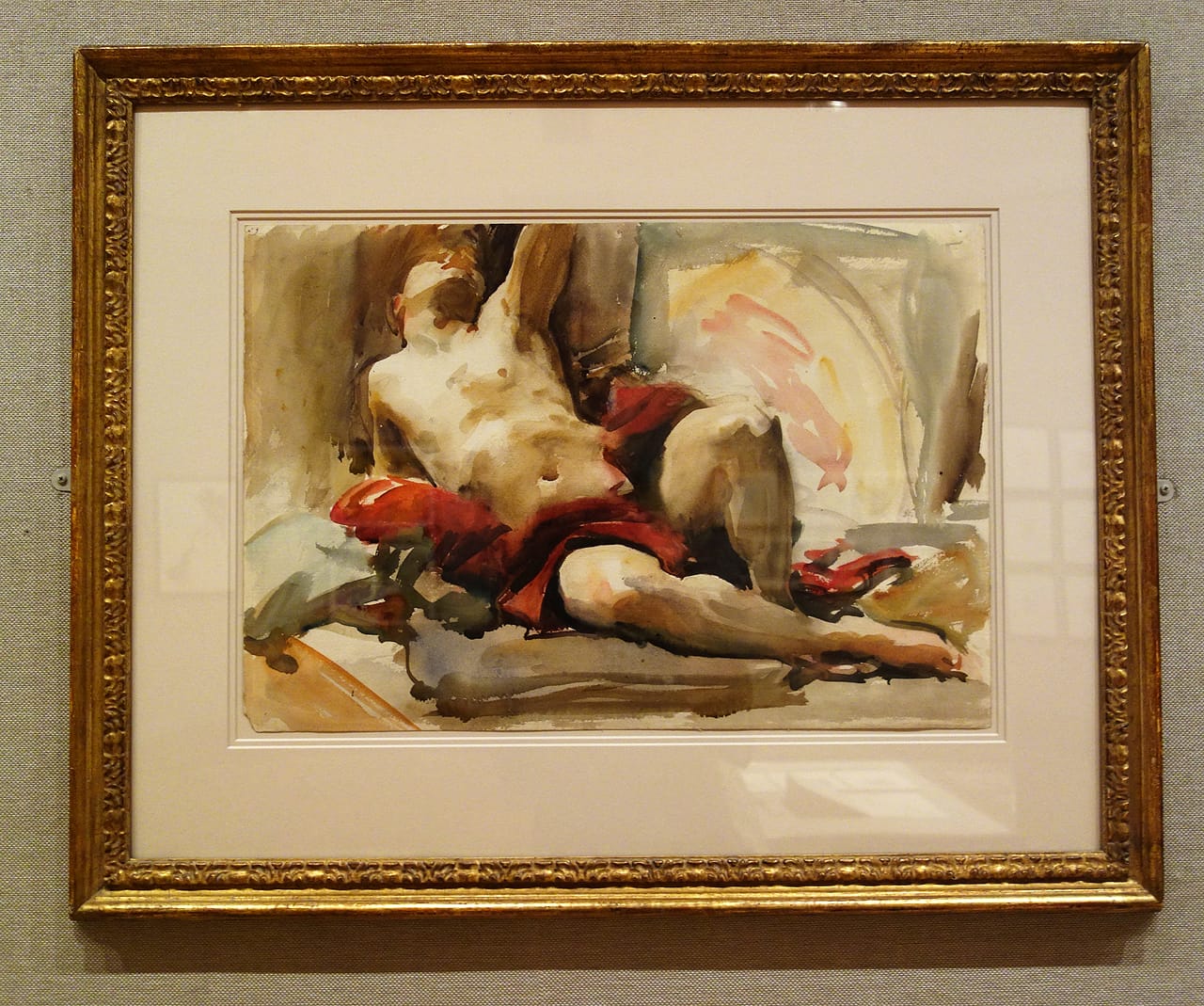 John Singer Sargent, "Man with Red Drapery" (after 1900), watercolor with graphite on white wove paper