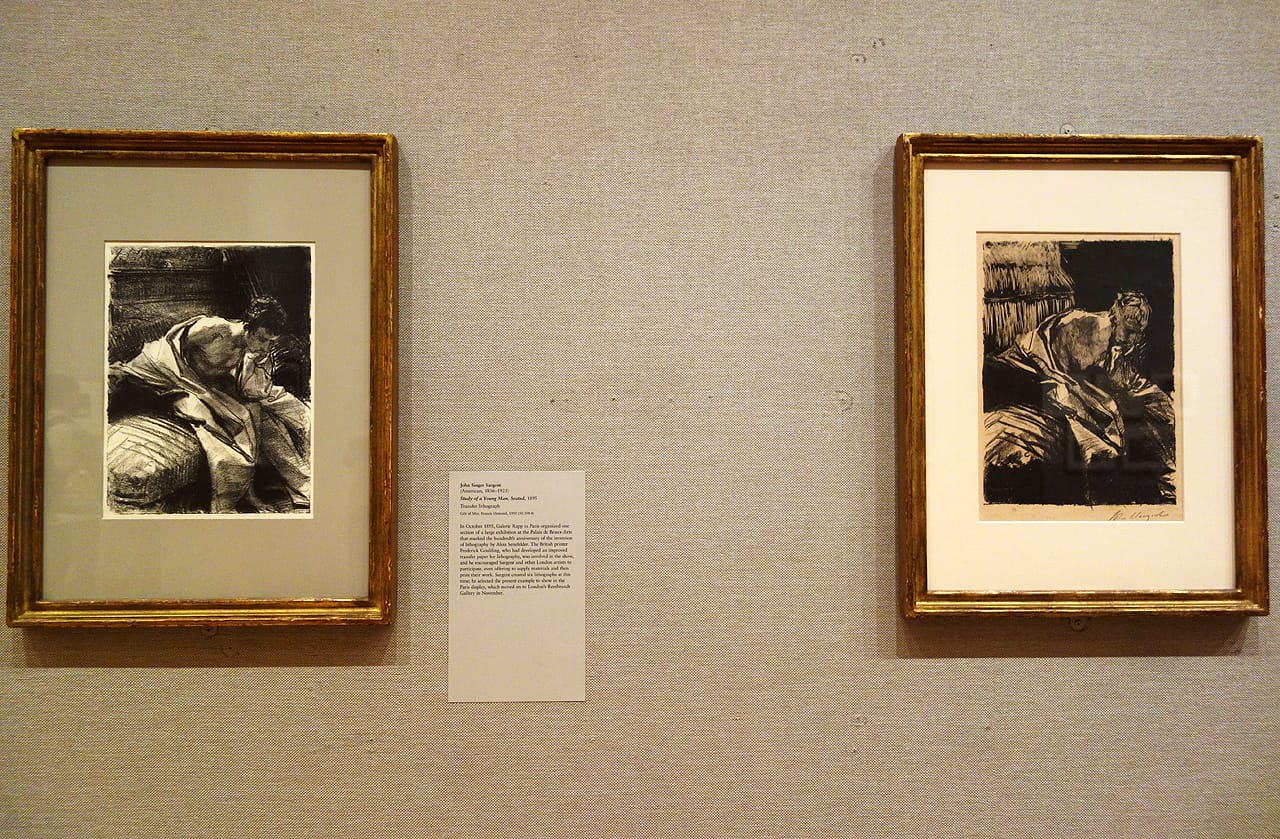 John Singer Sargent, "Study of a Young Man, Seated" (1895), transfer lithograph