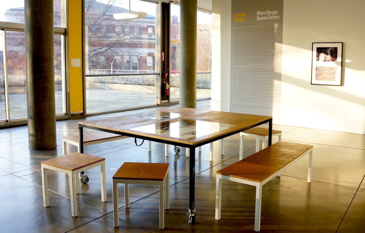 Installation view, 'Lorraine O’Grady: Where Margins Become Centers' at Harvard’s Carpenter Center for the Visual Arts