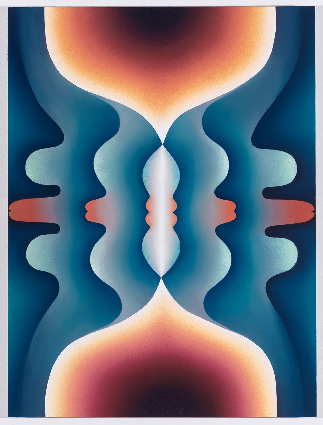 Loie Hollowell, "Transformation in Blue and Orange," oil on linen and panel, 28 x 21 in (click to enlarge)