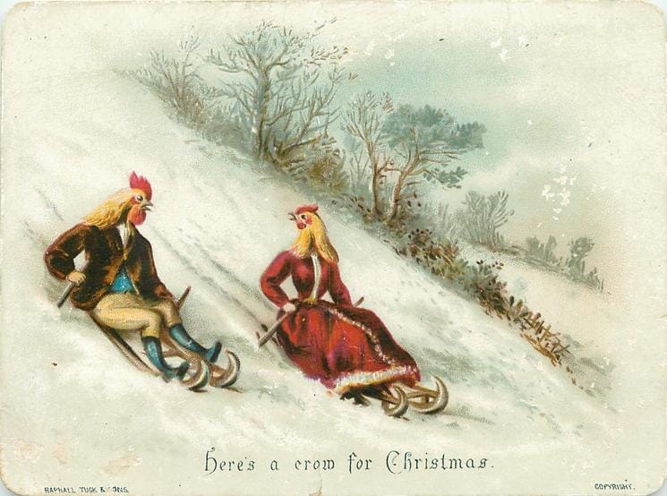 "Here's a crow for Christmas" (via TuckDB Ephemera)