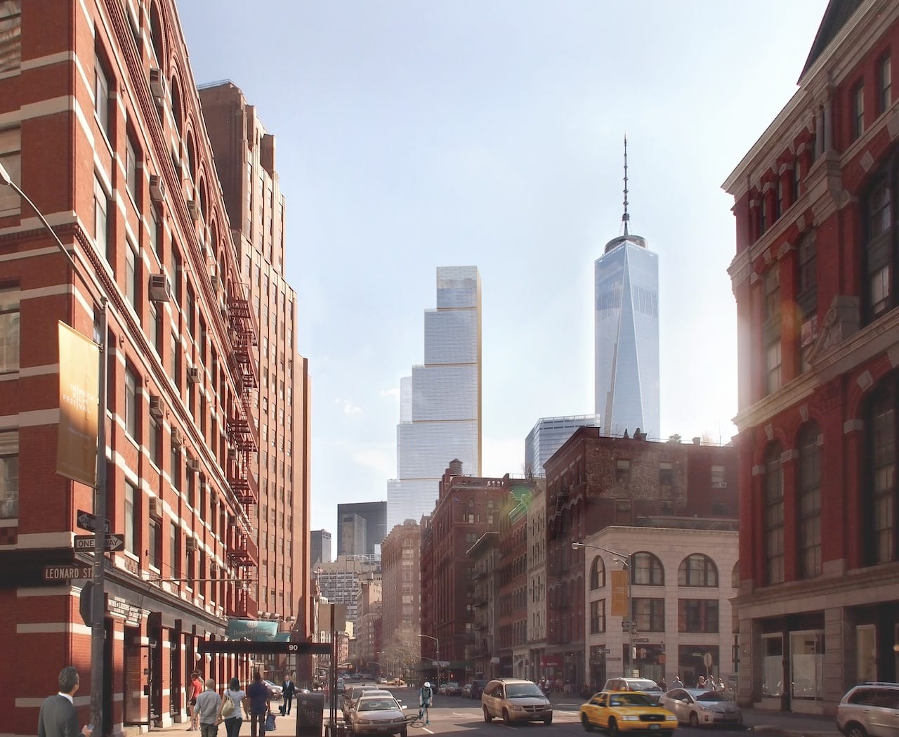 Rendering of 2 WTC as seen from Tribeca (image by BIG)