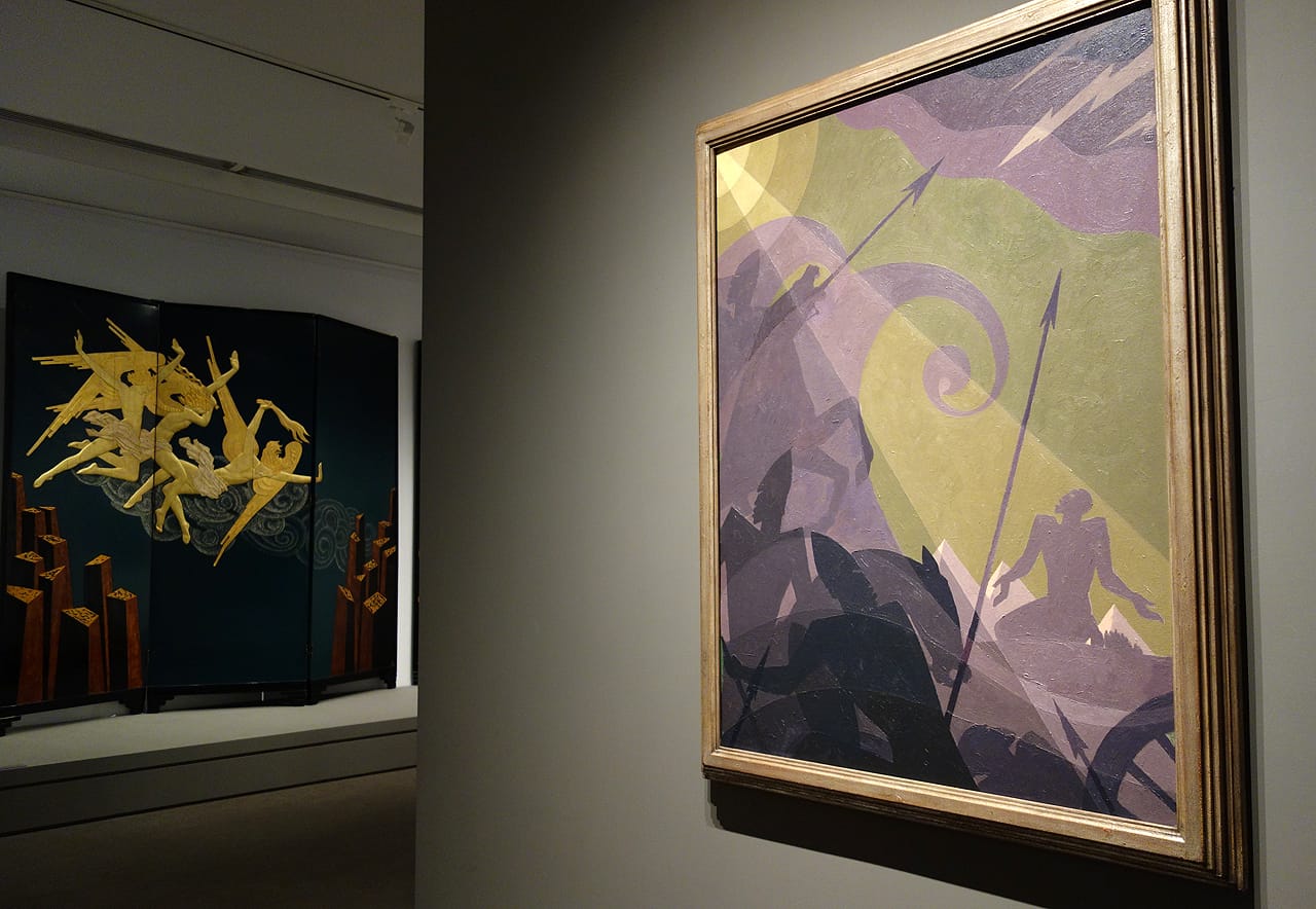 Aaron Douglas, "Let My People Go" (1935-39), oil on masonite, at the Metropolitan Museum of Art