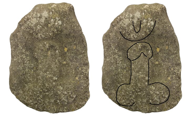The Braceby carving with a digitally rendered outline (all images courtesy of The Collection: Art and Archaeology in Lincolnshire )