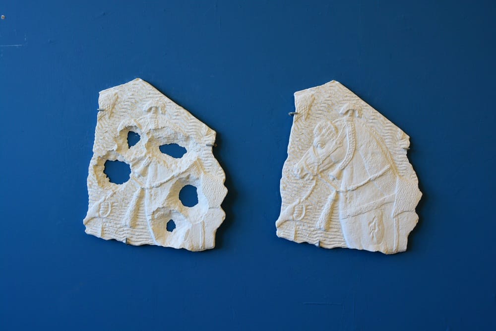 Piers Secunda, "ISIS Bullet Hole Painting (Assyrian Horse)" (2015)