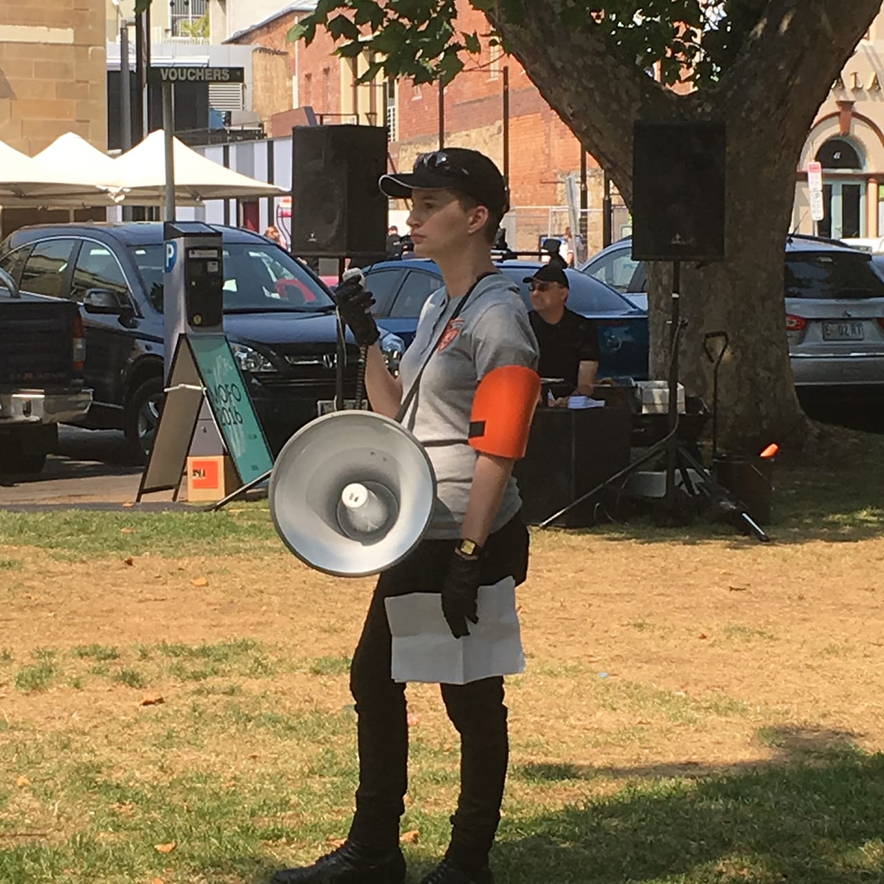 Artist Catherine Ryan addressing the crowd (click to enlarge)
