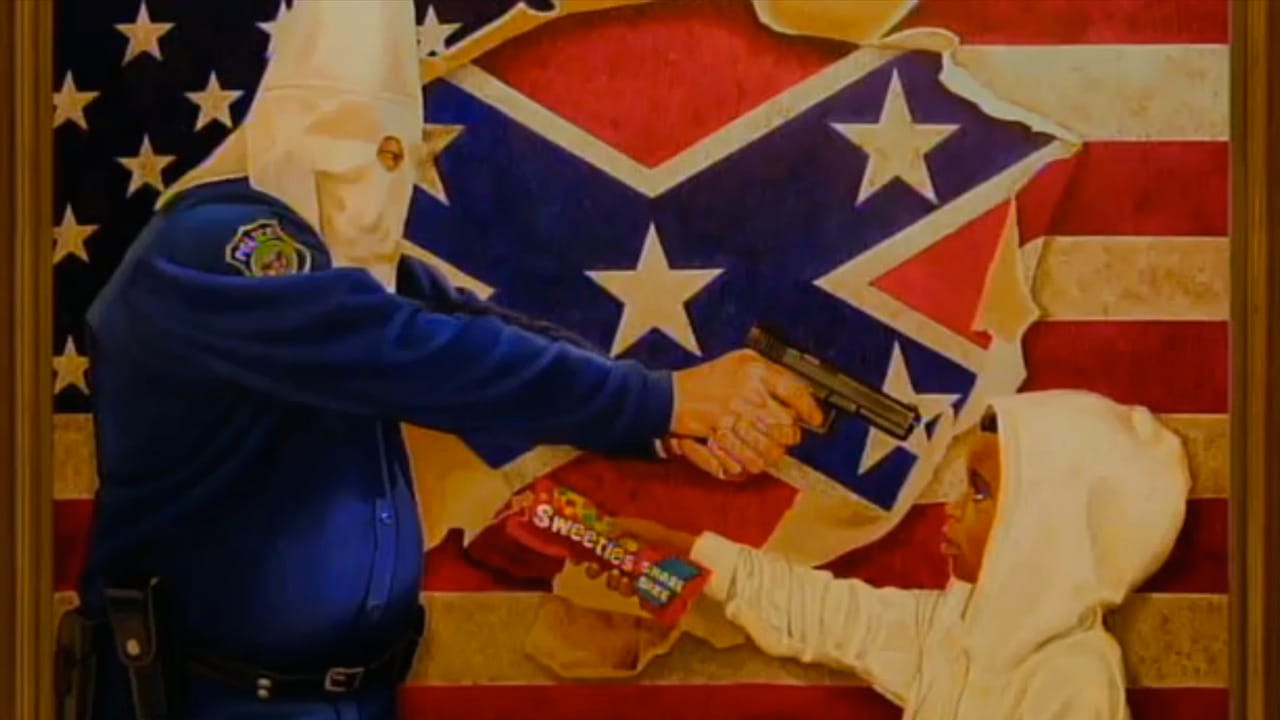 Michael D'Antuono's "A Tale of Two Hoodies (Racism)" (screenshot via TK)