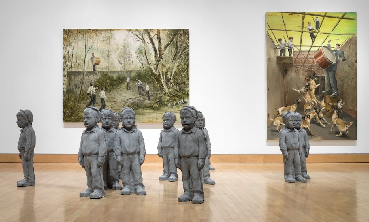 Installation view of works by Jarmo Mäkilä in 'Dark Days, Bright Nights: Contemporary Paintings from Finland' (photo E.G. Schempf, courtesy the Kemper Museum of Contemporary Art)