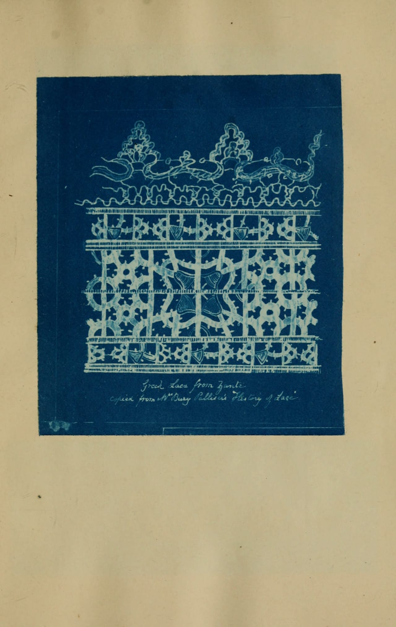 From Julia Herschel's "A Handbook of Greek Lace Making" (1870), published by R. Barrett & Sons