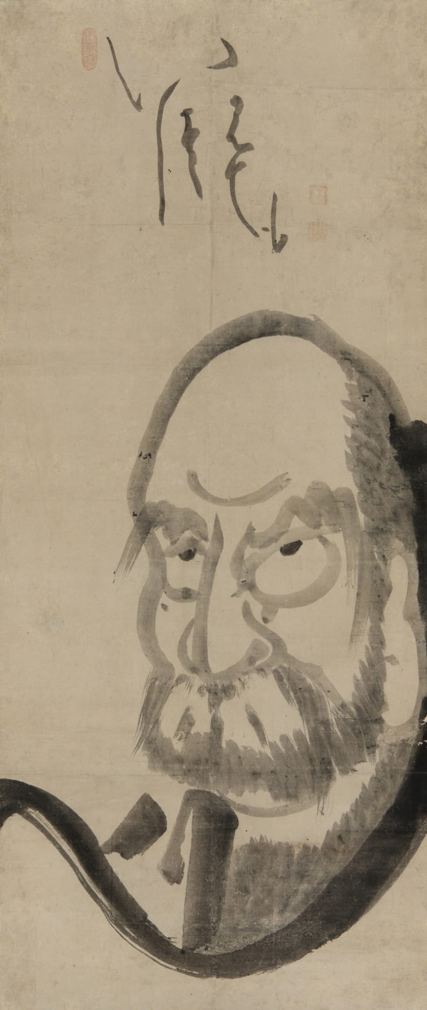 Hakuin Ekaku, "Darumazu" (Portrait of Daruma/Bodhidharma) (click to enlarge)