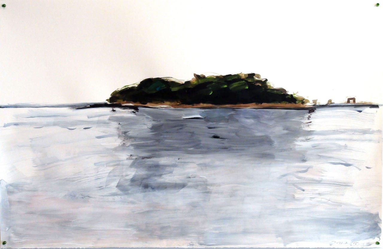 Melinda Hunt, "Blue Sea," ink sketch of Hart Island (courtesy the artist)