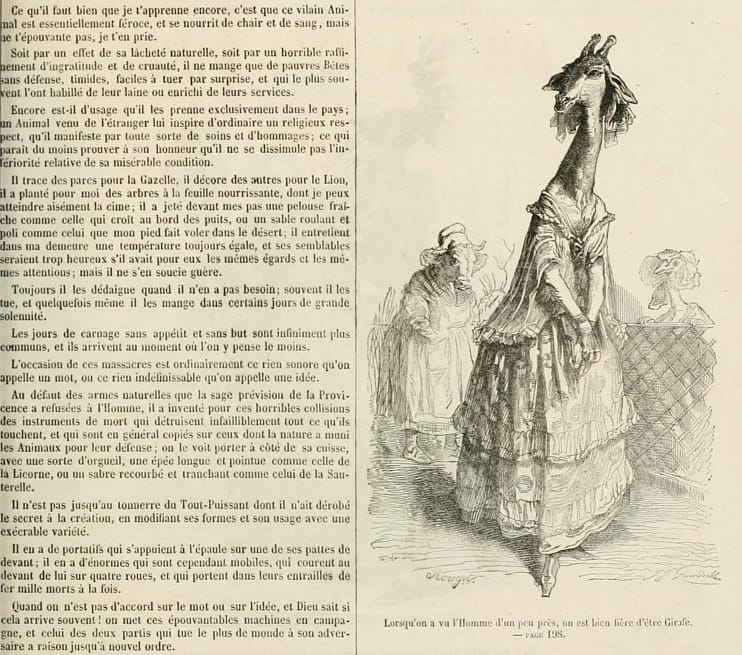 Illustration by J.J. Grandville in 'Scènes de la vie privée et publique des animaux' (originally published in 1842) (via University of Ottawa/Internet Archive)