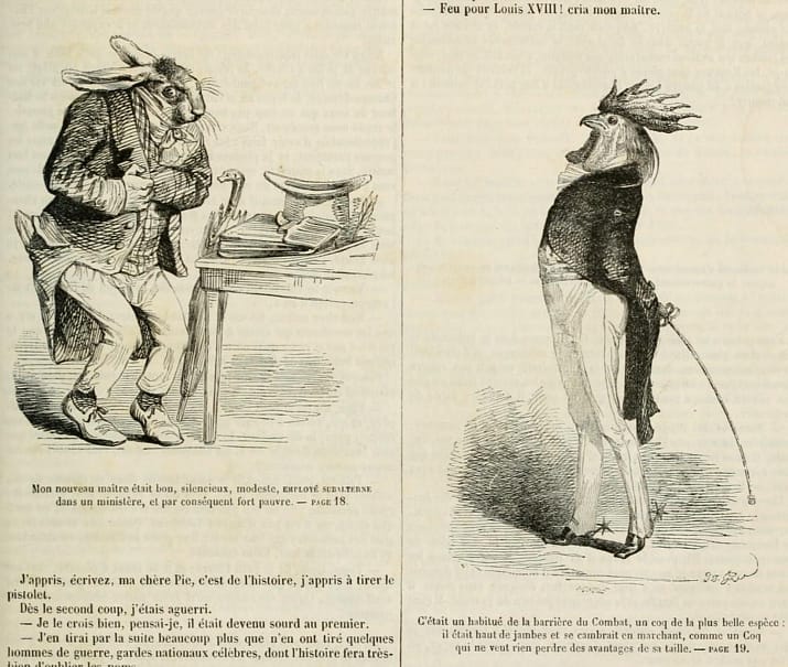 Illustration by J.J. Grandville in 'Scènes de la vie privée et publique des animaux' (originally published in 1842) (via University of Ottawa/Internet Archive)