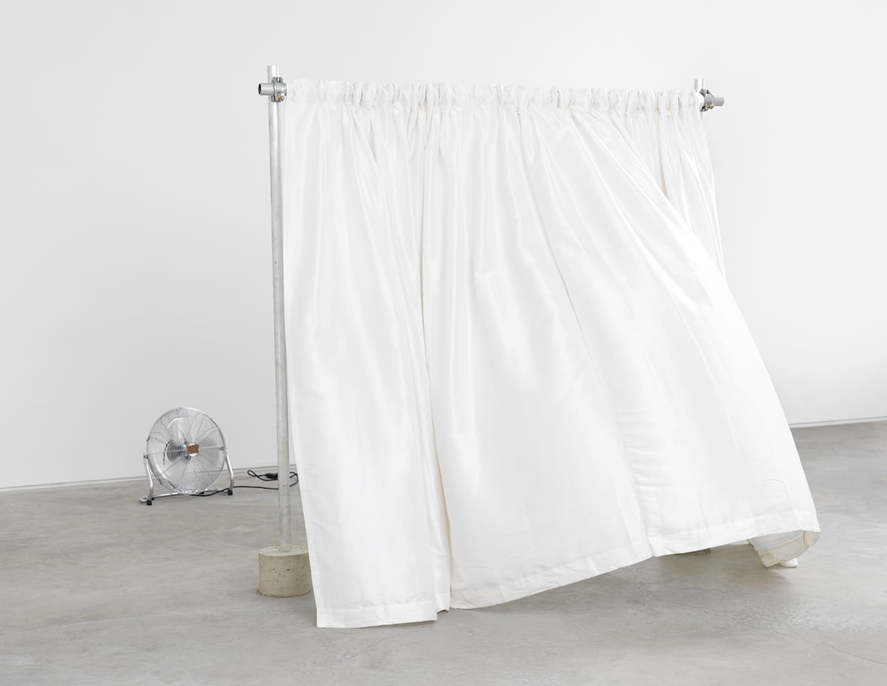 Lizzi Bougatsos, "I Just Want To Be Wonderful" (2016), steel, fabric, and fan, 84 x 85 x 168 in