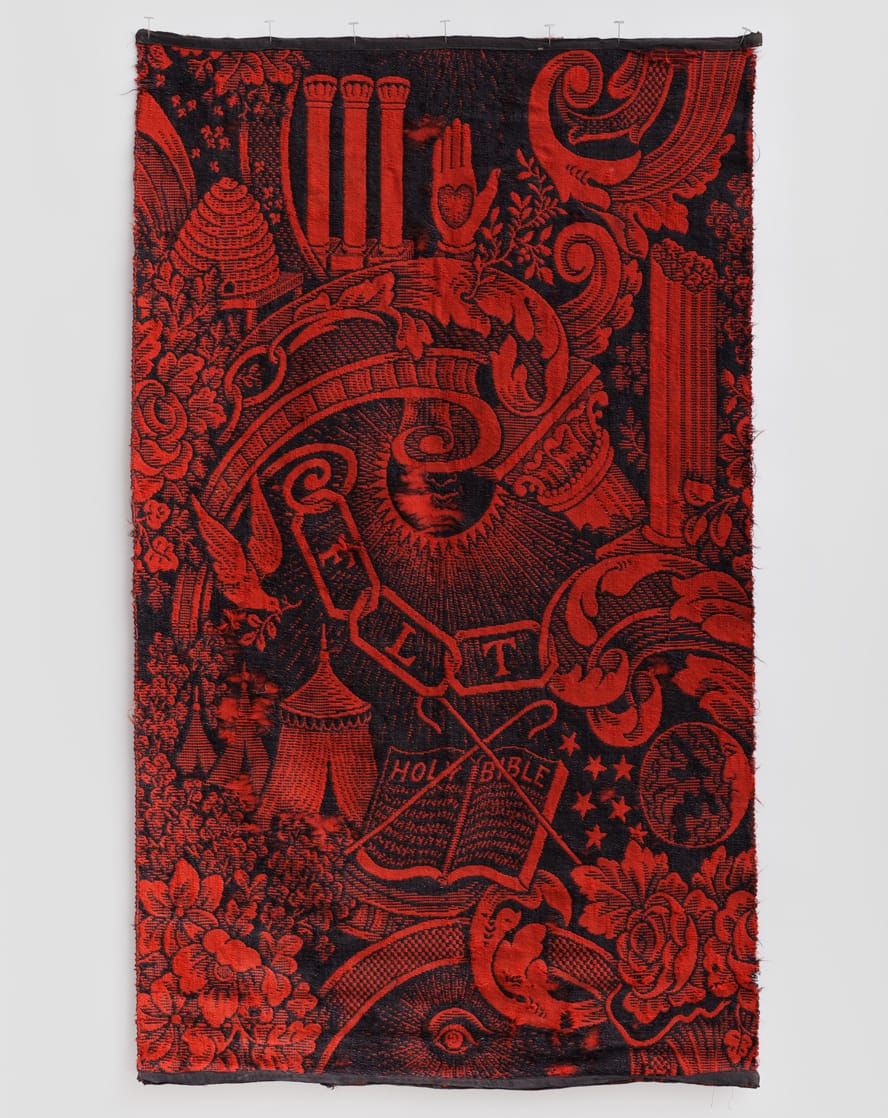 Independent Order of Odd Fellows Carpet, Artist unidentified (United States,1875–1925), wool, 61 x 35 1/2 inches (courtesy American Folk Art Museum, photo by José Andrés Ramírez)