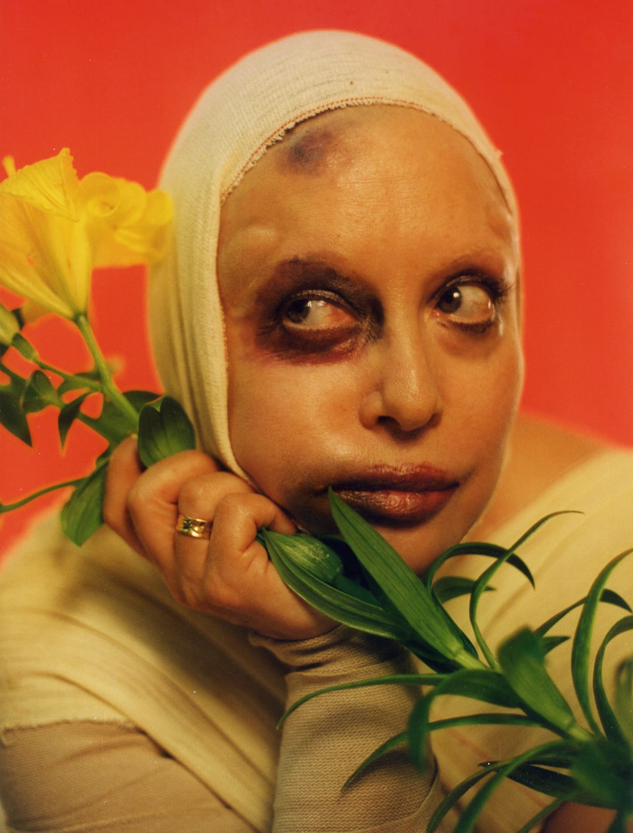 Orlan, photographed in 1997 (image via Wikipedia) (click to enlarge)