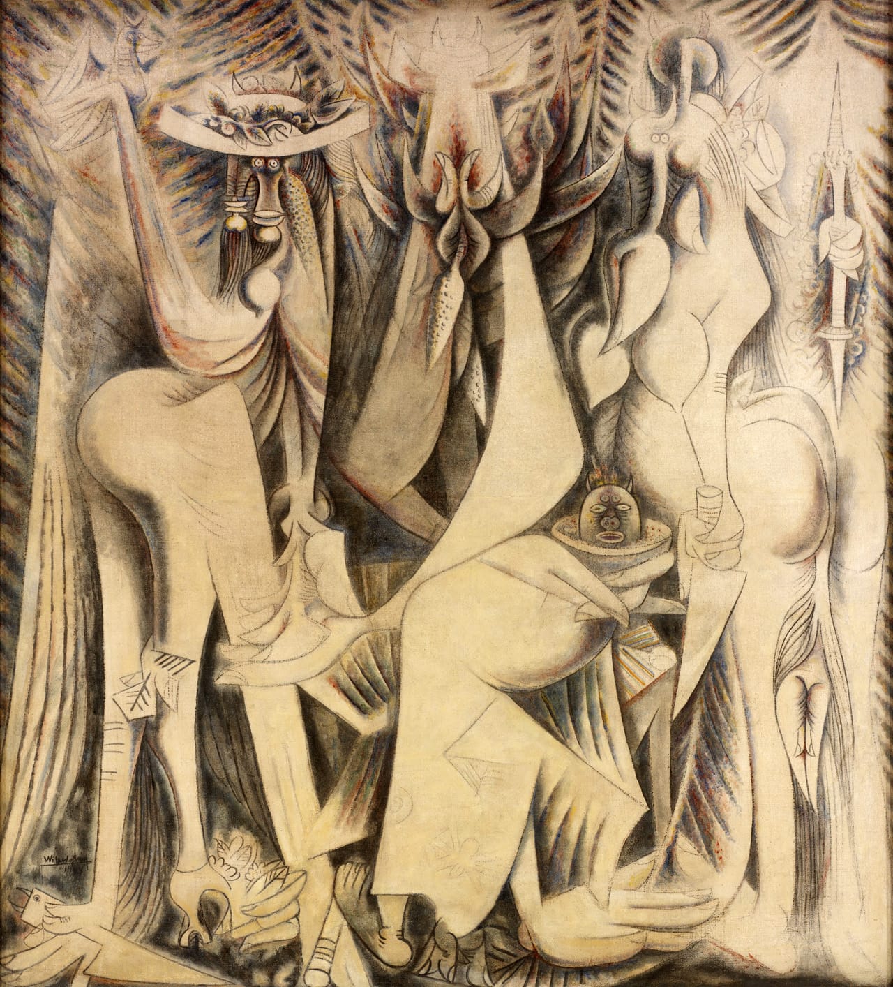 Wifredo Lam, "Le Présent éternel" (1944), mixed media on canvas, RSID Museum of Art, Providence, Nancy Sayles Day Collection of Modern Latin American Art (photo by Erik Gould, courtesy of the RISD Museum of Art; © Adagp, Paris 2015