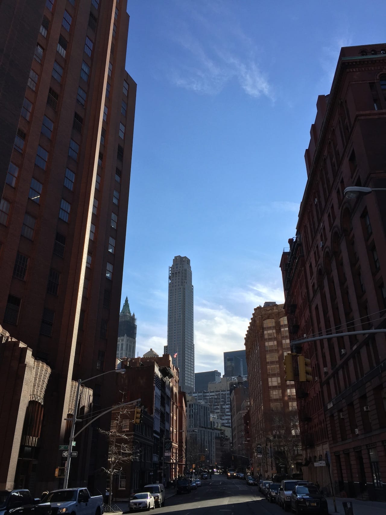 Robert AM Stern's 30 Park Place in the Financial District, as seen from Tribeca (click to enlarge)