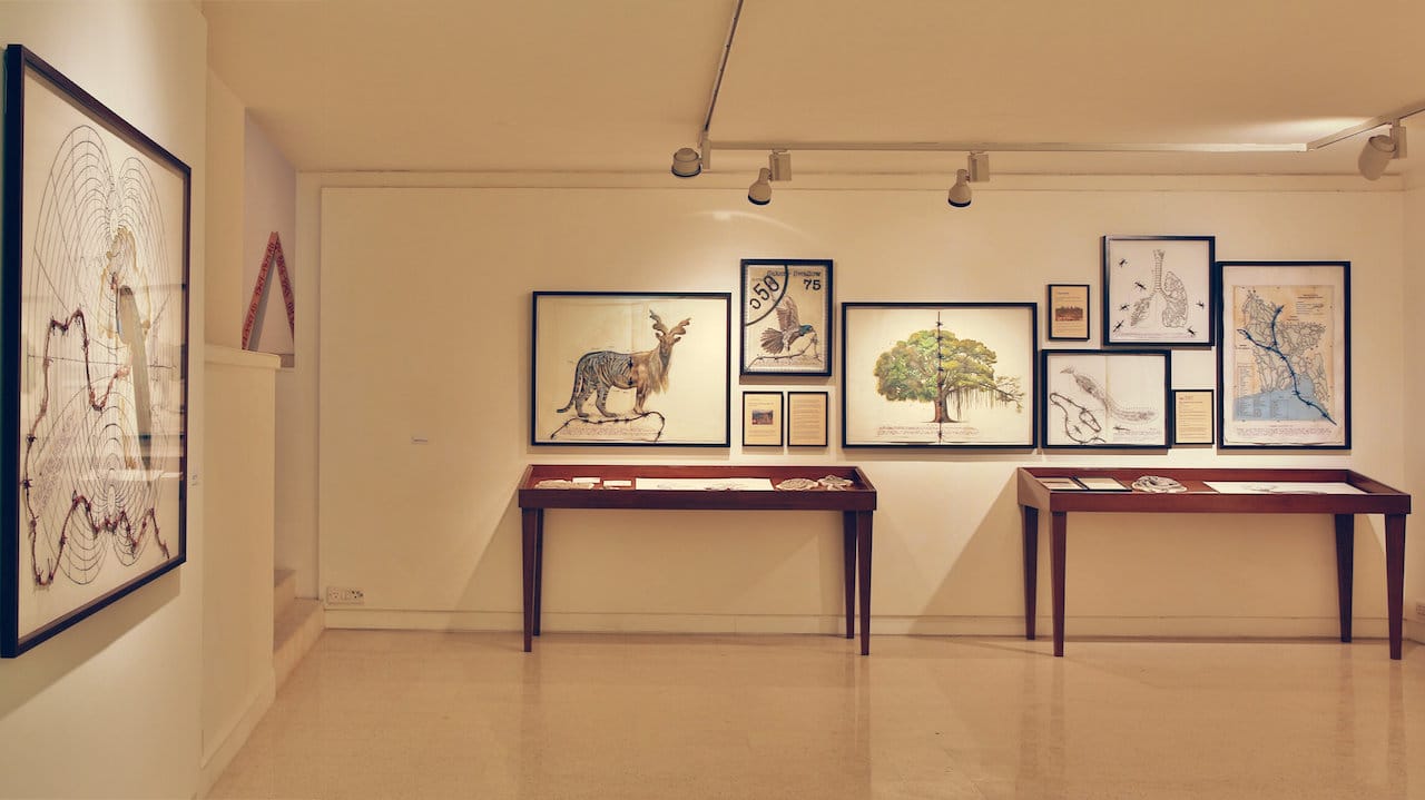 Installation view of Reena Saini Kallat, 'Porous Passages,' at Nature Morte, New Delhi