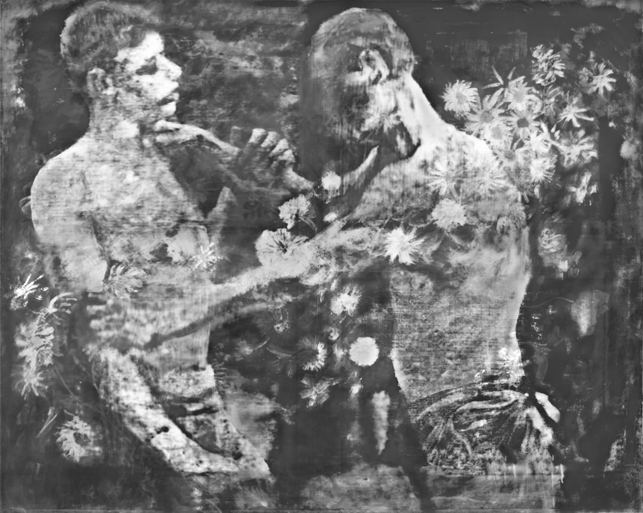 Raul Ortega Ayala, "Still life with meadow flowers and roses (a partir de pintura de Vincent Van Gogh)" (2015, from the series 'Del pozo de la omisión'), oil on wood (courtesy the artist and Proyectos Monclova, México)